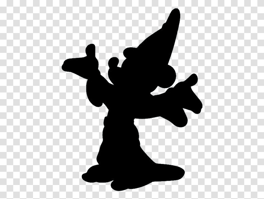 Sorcerer Mickey Mouse Mickey Mouse Fantasia Silhouette, Stencil, Back Transparent Png