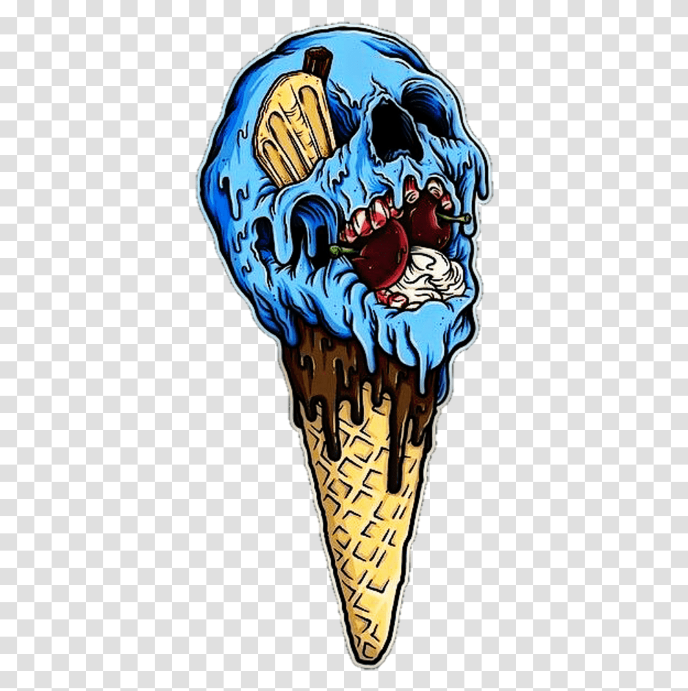 Sorvete Zombie Zombies Zombieapocalypse Sorvete Zumbi Ice Cream Cone Skull, Label, Dragon Transparent Png