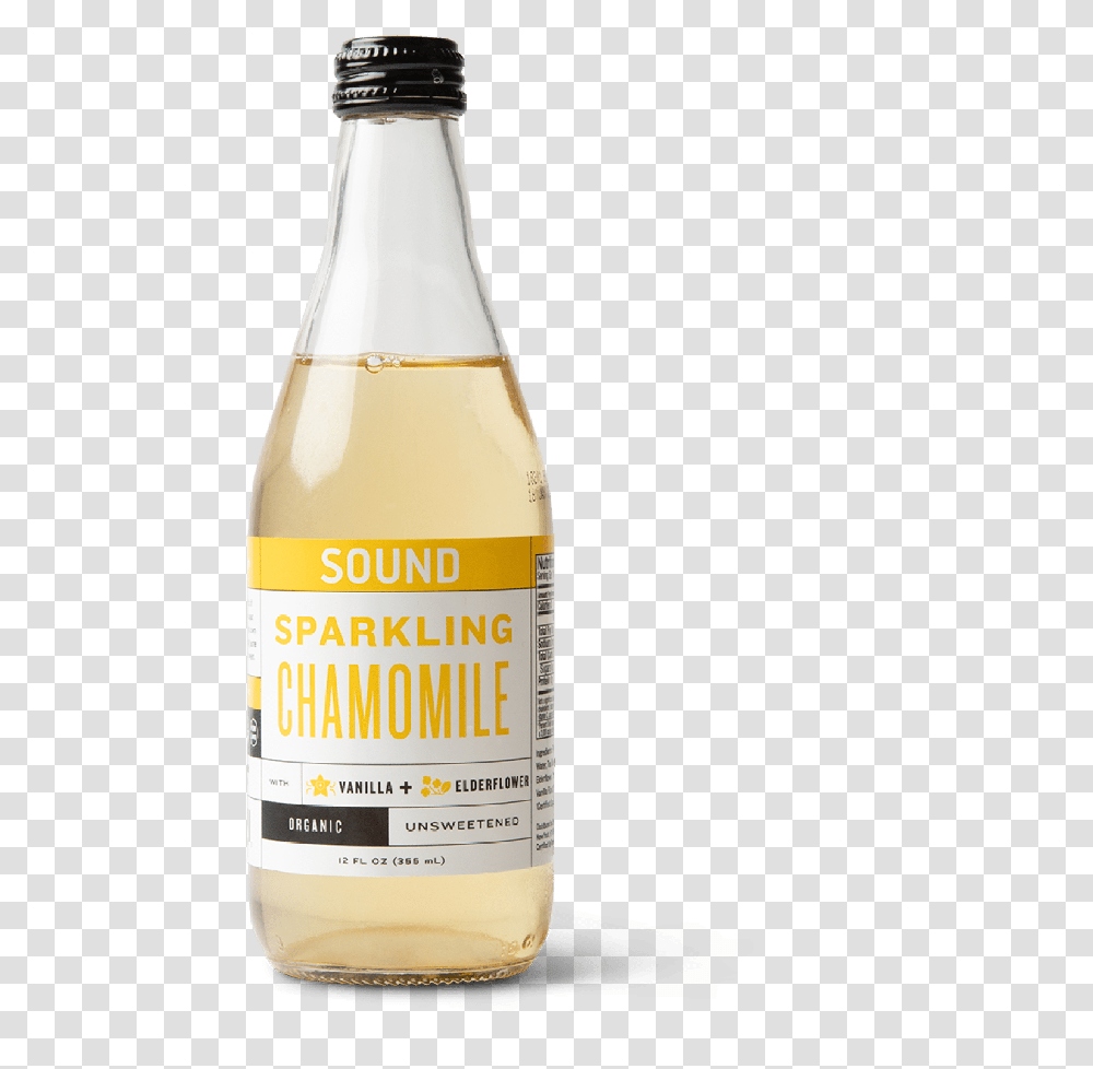 Sound Sparkling Chamomile Tea Glass Bottle, Label, Beer, Alcohol Transparent Png