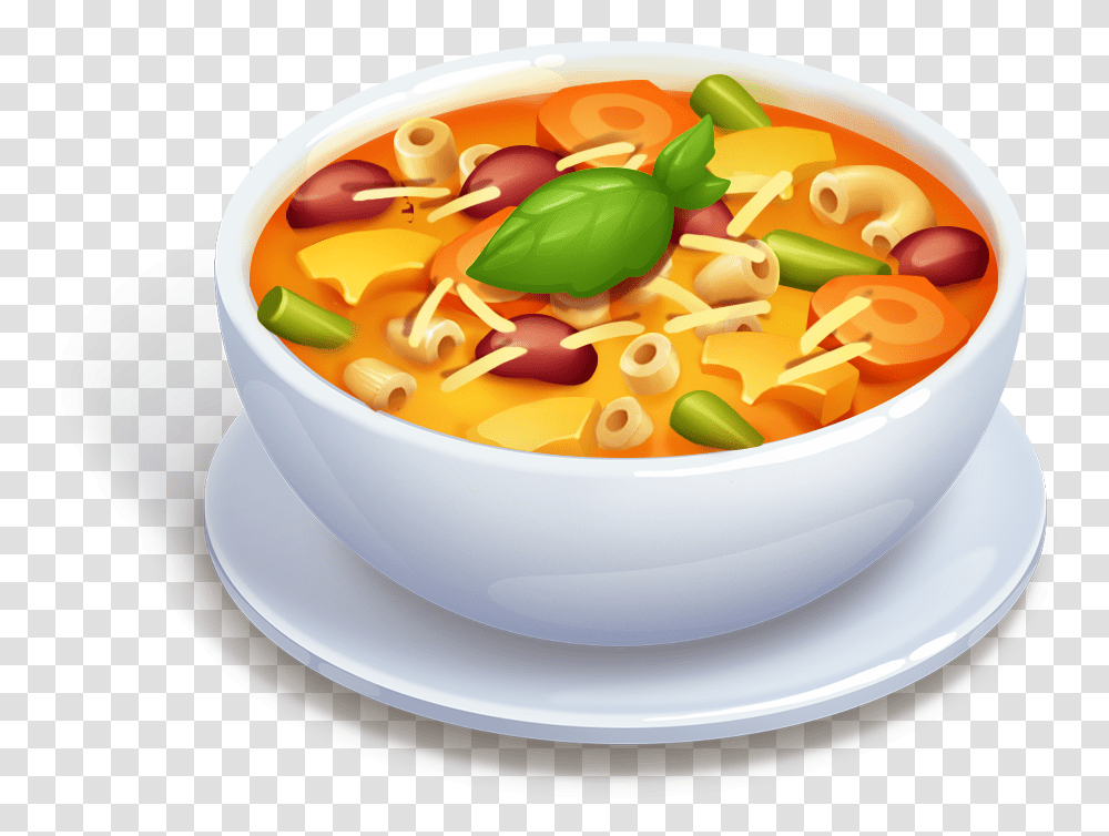 Soup Clipart Minestrone Soup Asian Soups, Bowl, Dish, Meal, Food Transparent Png
