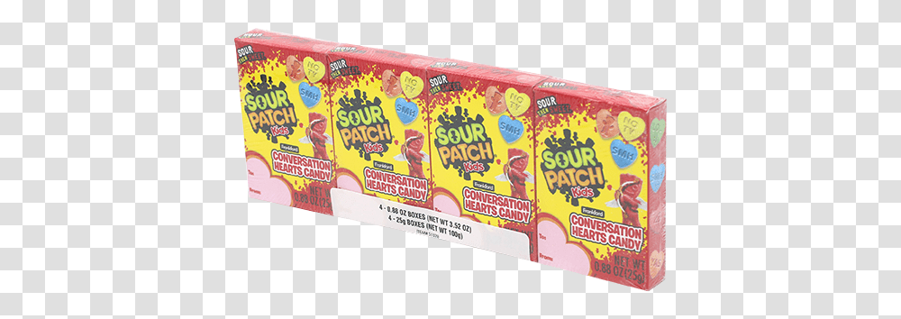 Sour Patch Kids Flavored Conversation Hearts Box, Text, Gum, Food Transparent Png