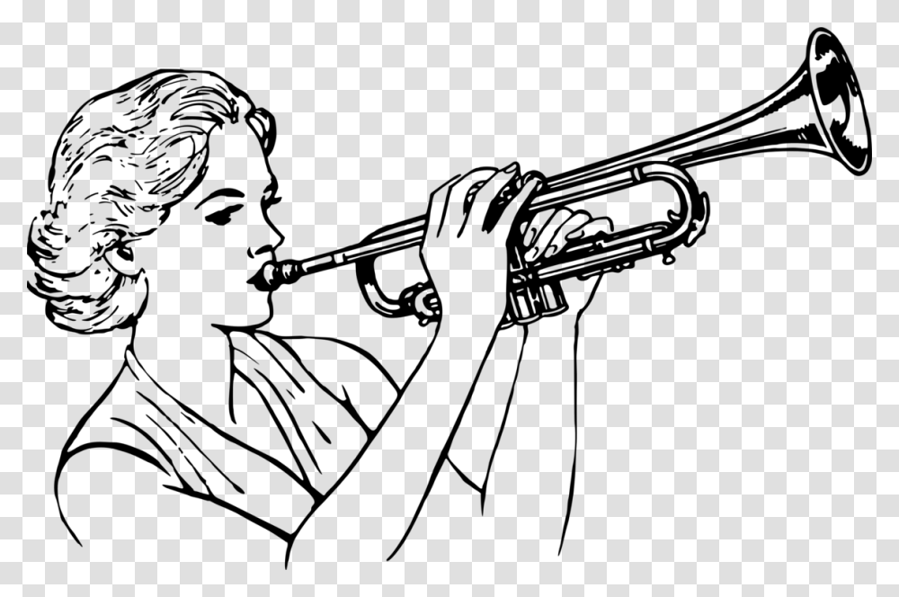 Sousaphone Drawing Musical Instrument Trumpets Black And White, Gray, World Of Warcraft Transparent Png