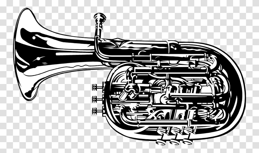 Sousaphone Tubas Black And White, Musical Instrument, Horn, Brass Section, Euphonium Transparent Png