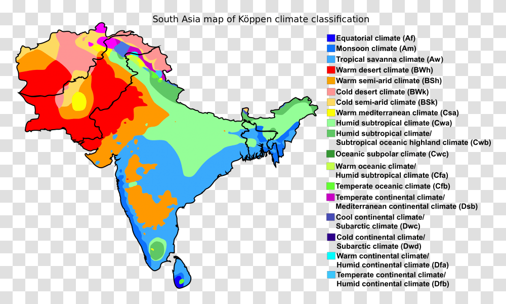 South Asia Map Of Kppen Climate Classification Climatic Zones Of India, Plot, Diagram, Atlas, Person Transparent Png