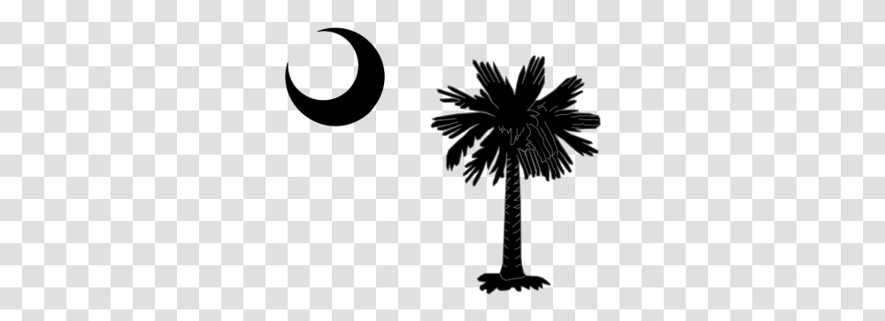 South Carolina State Flag Palmetto And Crescent Moon South Carolina Flag, Palm Tree, Plant, Arecaceae, Cross Transparent Png