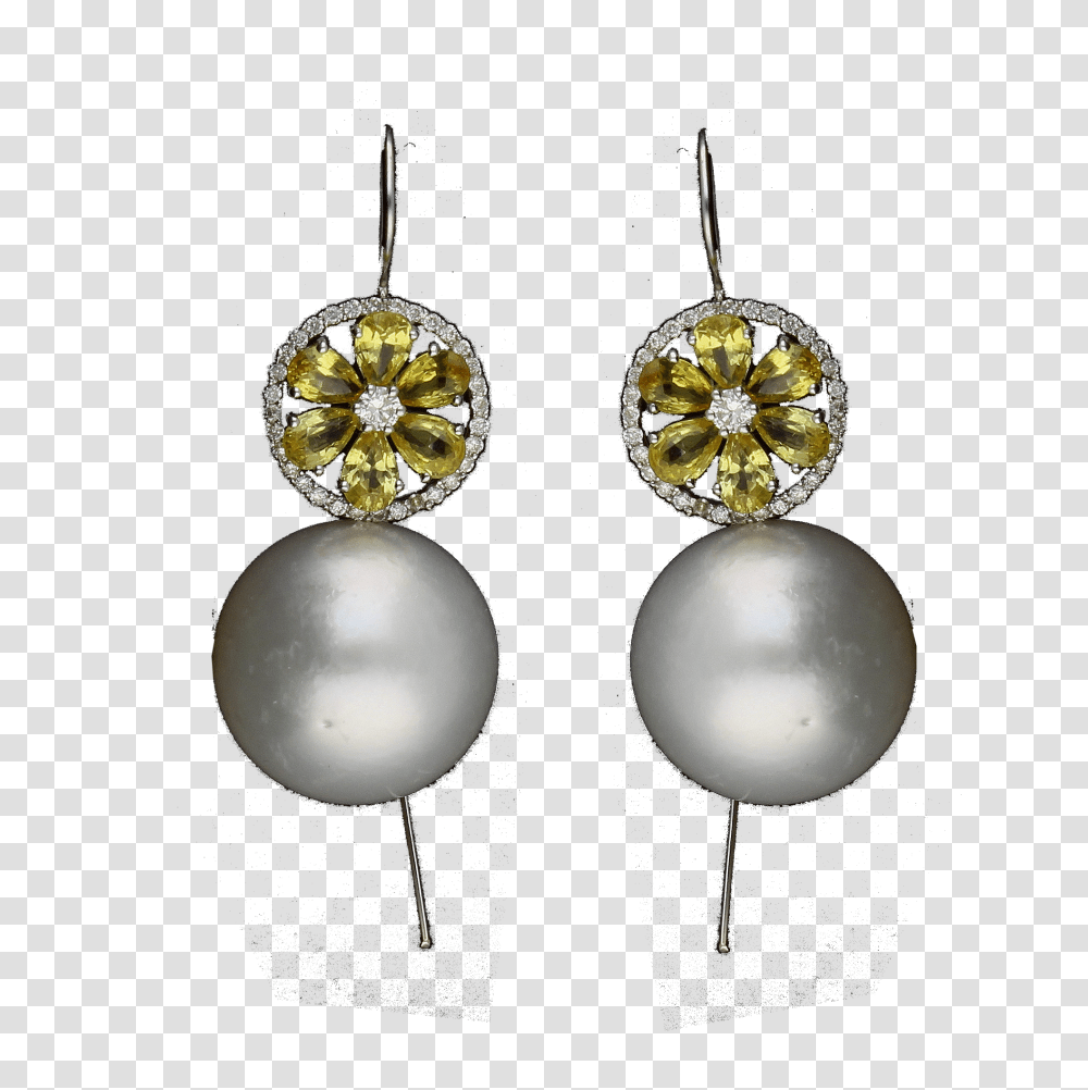 South Sea Pearl Earrings With Diamond Yellow Sapphire Tops, Jewelry, Accessories, Accessory, Lamp Transparent Png