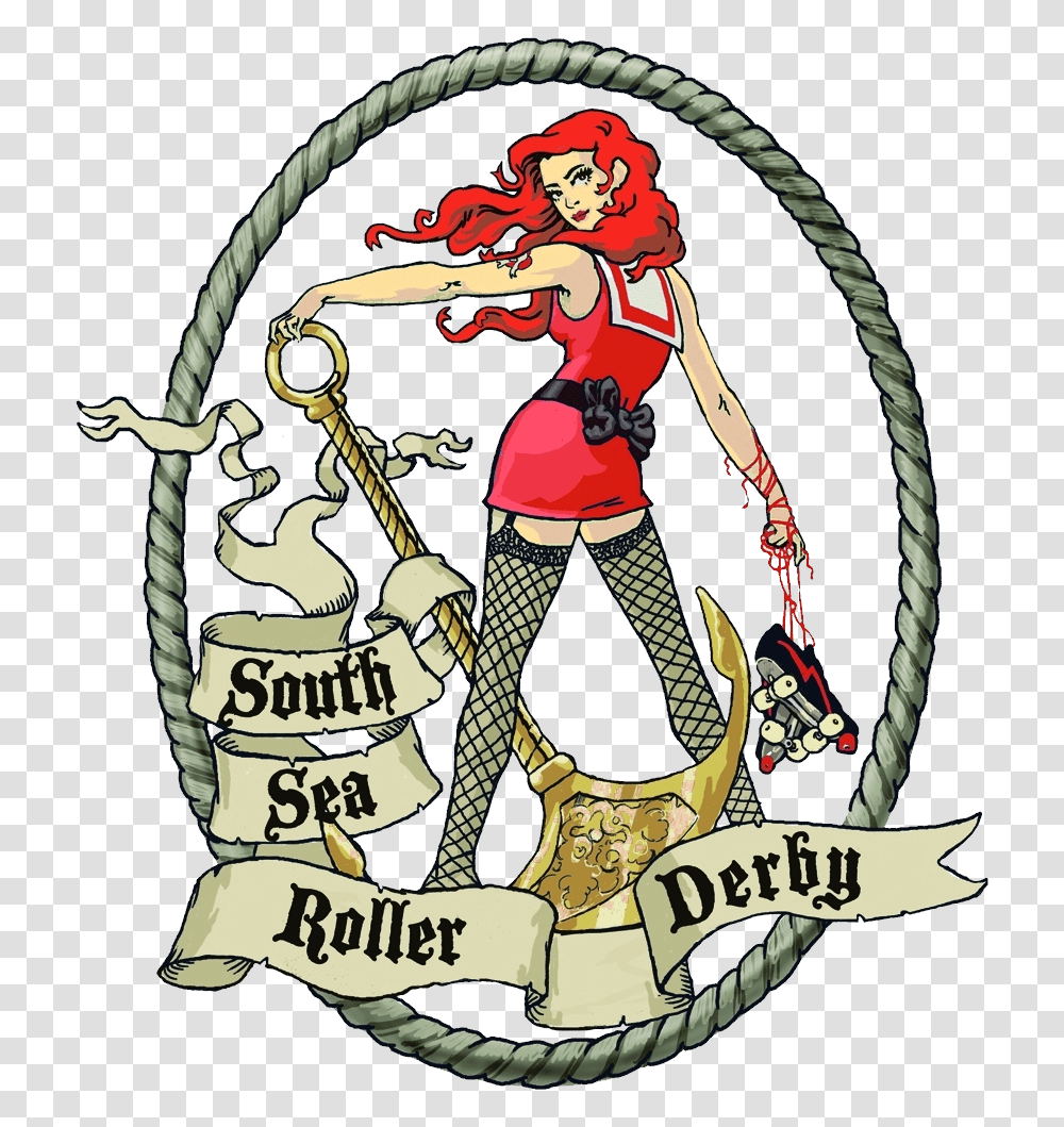 South Sea Roller Derby Beware Here Be Roller Girls, Person, Human, Whip, Pirate Transparent Png