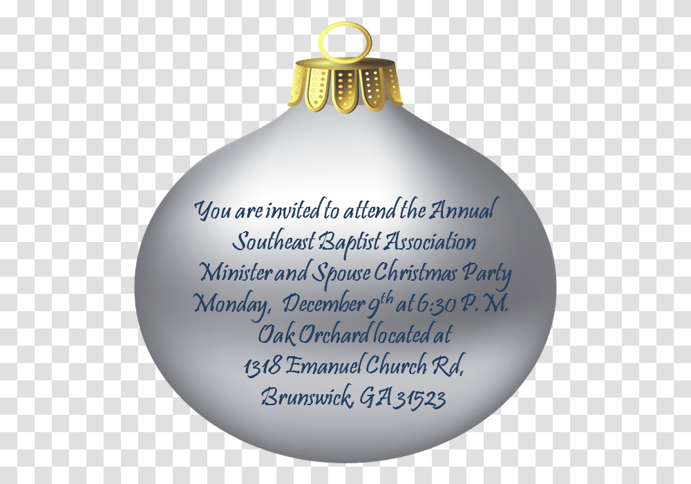 Southeast Baptist Association Minister Christmas Party, Ornament, Text, Lighting, Pendant Transparent Png