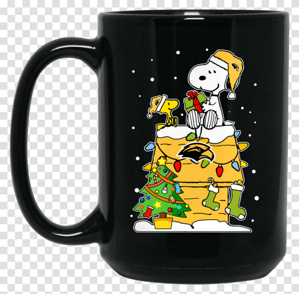 Southern Miss Golden Eagles Mug Christmas Snoopy Woodstock Beer Stein, Jug, Coffee Cup, Glass Transparent Png