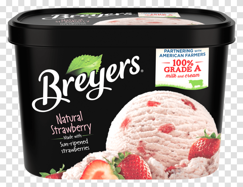 Soy Ice Cream Breyers Strawberry Ice Cream, Dessert, Food, Creme, Plant Transparent Png
