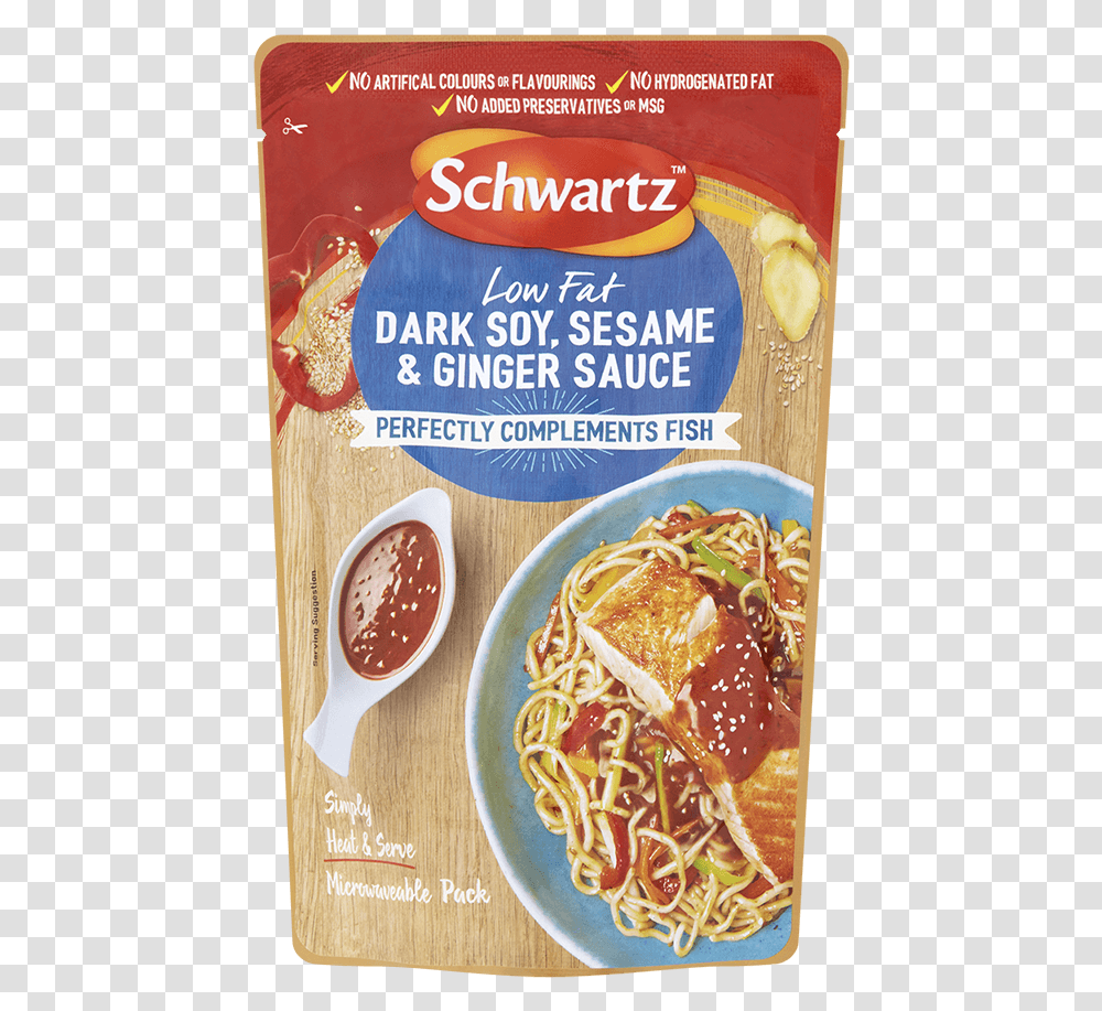 Soy Sesame Ginger Schwartz Sauces For Fish, Food, Spaghetti, Pasta, Noodle Transparent Png