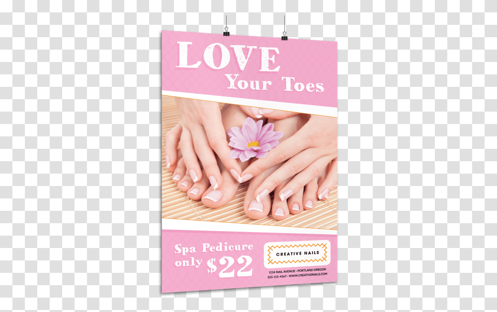 Spa Promo Pedicure Poster Template Preview Creative Spa Posters, Person, Human, Manicure, Nail Transparent Png
