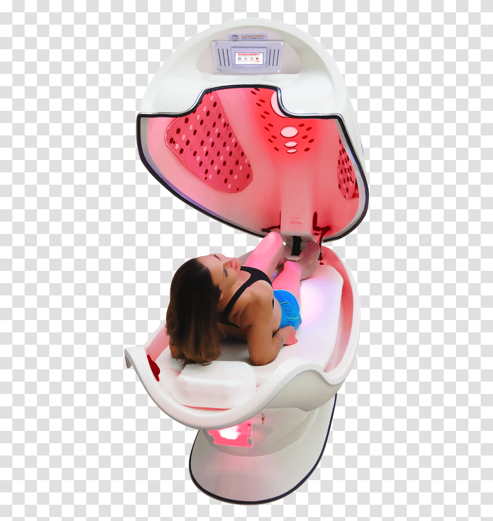 Spa & Therapy Services • Totally Tan Cocoon Red Light Therapy, Person, Helmet, Clothing, Outdoors Transparent Png