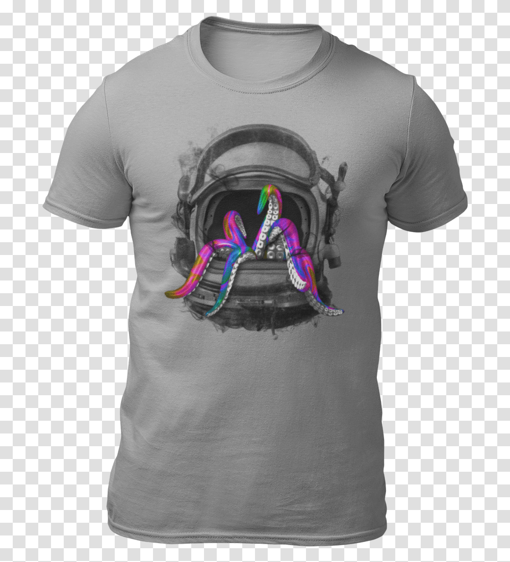 Space Astronaut Helmet Alien Tentacles, Clothing, Apparel, T-Shirt, Sleeve Transparent Png