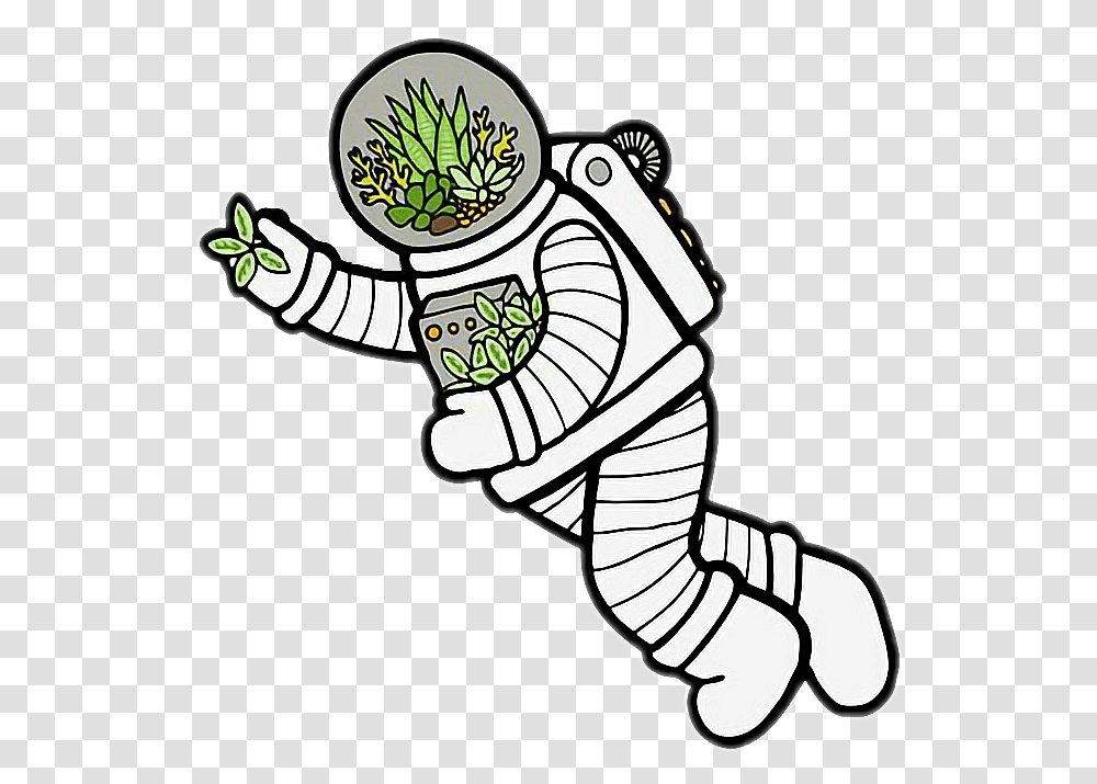 Space Astronaut Plant Leaf Plants Spaceman Outer Aesthetic Space Stickers Transparent Png