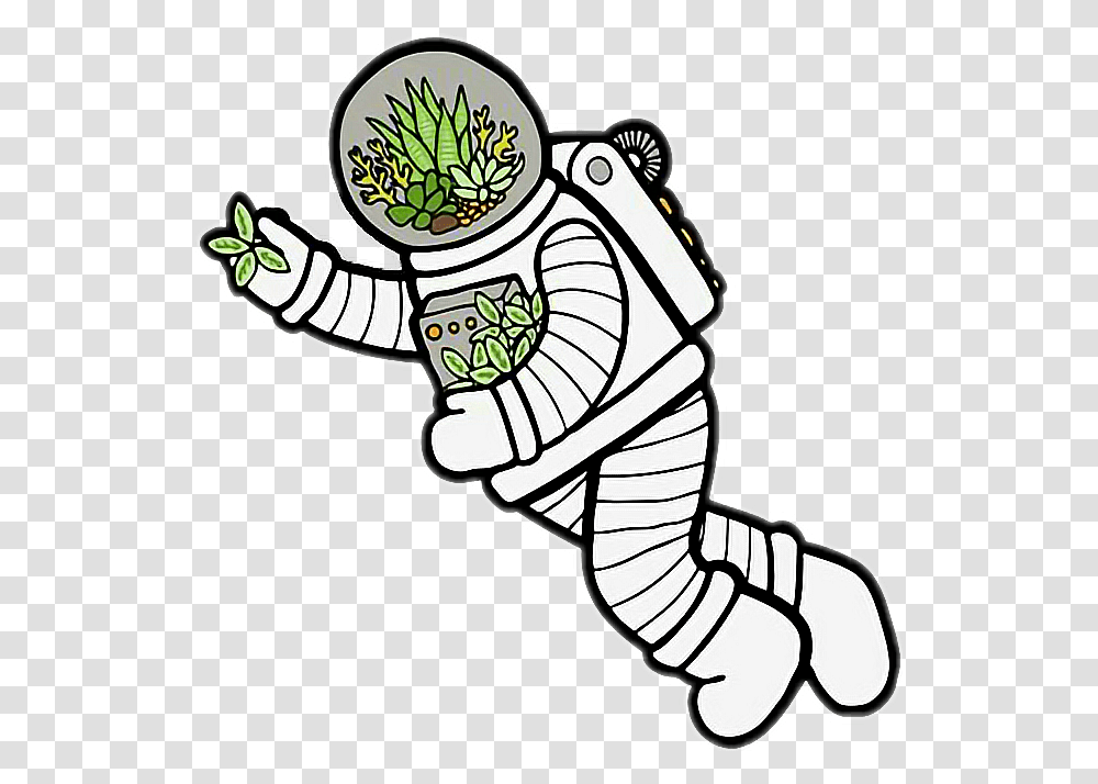 Space Astronaut Plant Leaf Plants Spaceman Outer Space Transparent Png
