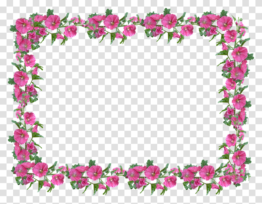 Space Border Floral Flowers Border Design, Plant, Petal, Blossom, Geranium Transparent Png