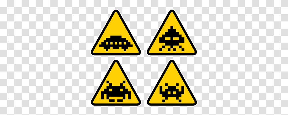 Space Invader Sign Stickers Health Safety And Welfare Regulations 1992, Triangle, Symbol, Road Sign, Car Transparent Png