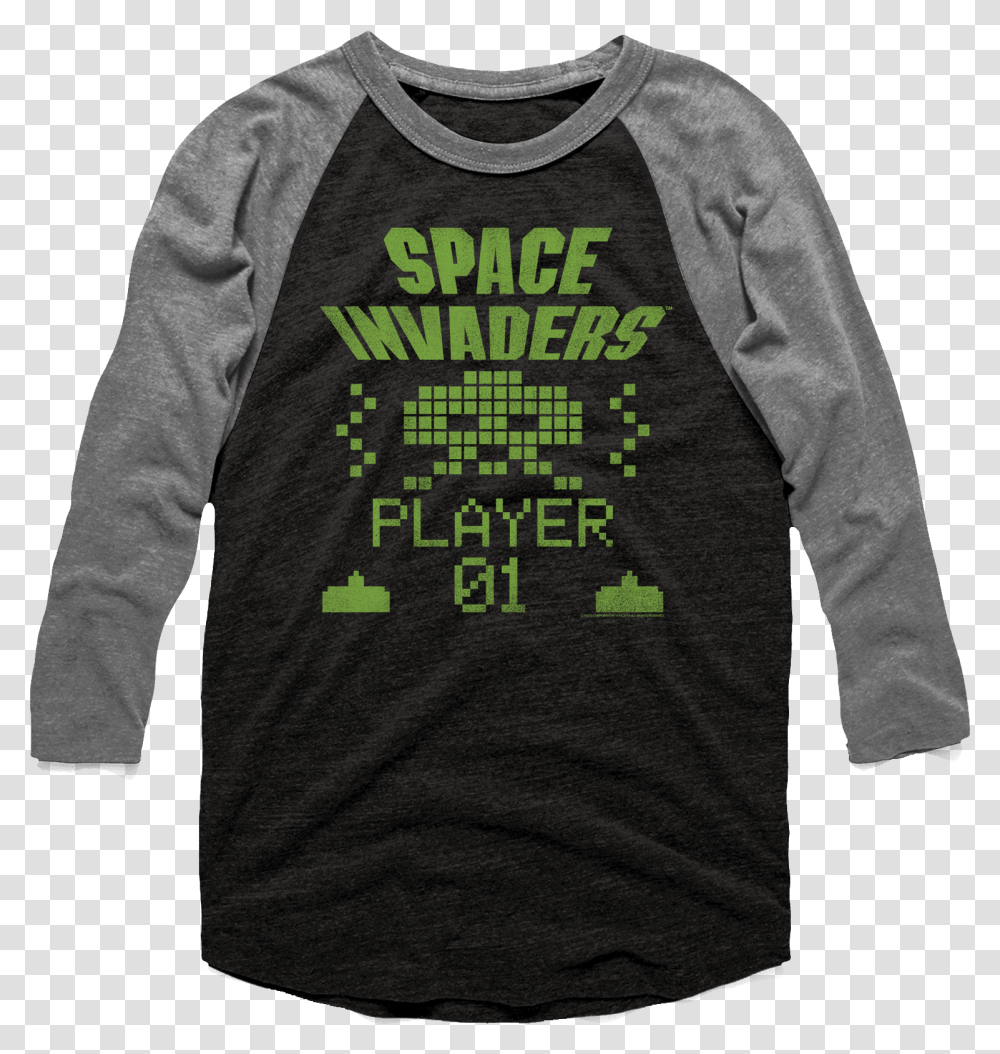 Space Invaders Raglan Baseball Shirt Space Invaders, Sleeve, Apparel, Long Sleeve Transparent Png