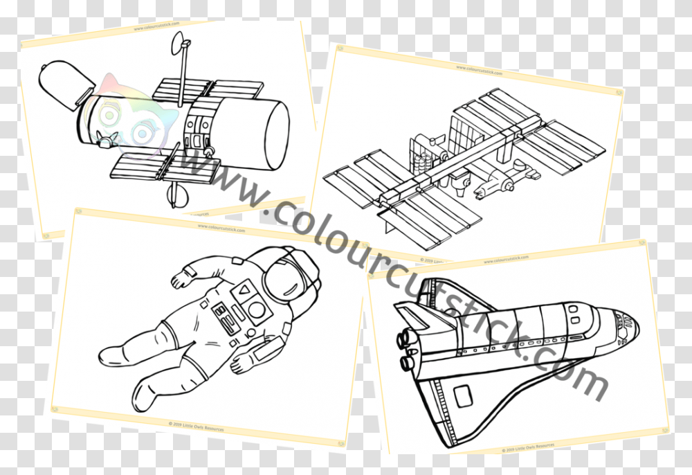 Space Items Colouring Ccs Cover Sketch, Spoke, Machine, Label Transparent Png