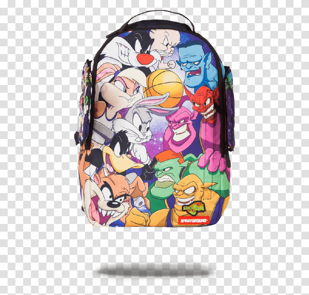 Space Jam Wings Sprayground Looney Tunes Backpack, Clothing, Label, Text, Cushion Transparent Png