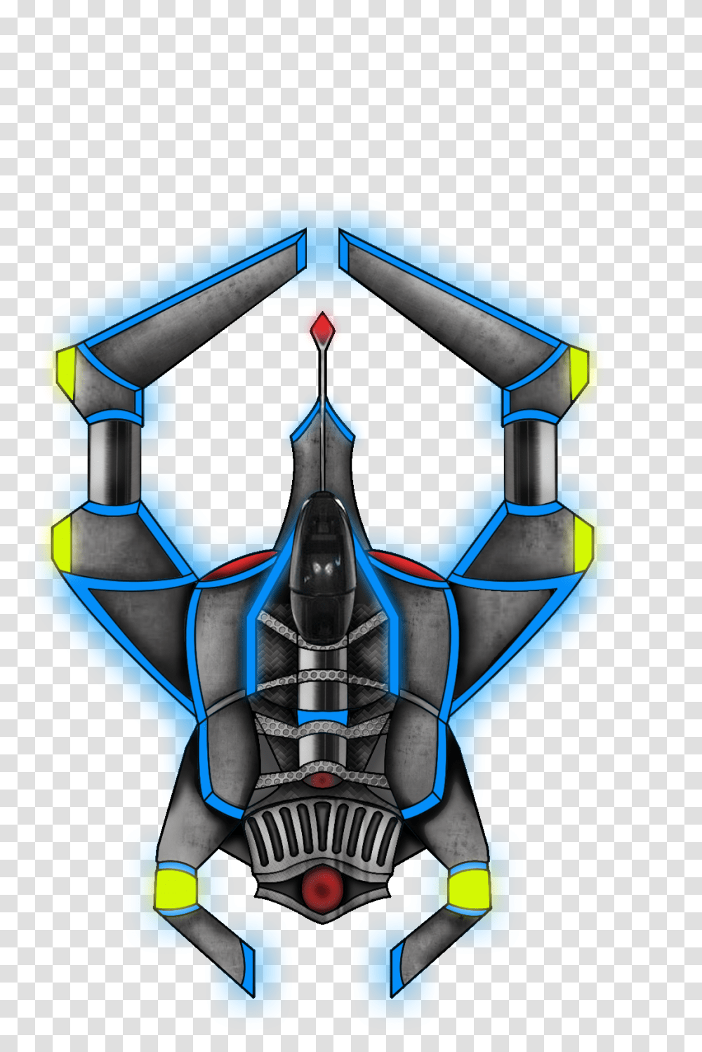 Space Ship Banner Black And White Library Spaceship 2d Spaceship No Background, Art, Ornament, Graphics, Robot Transparent Png