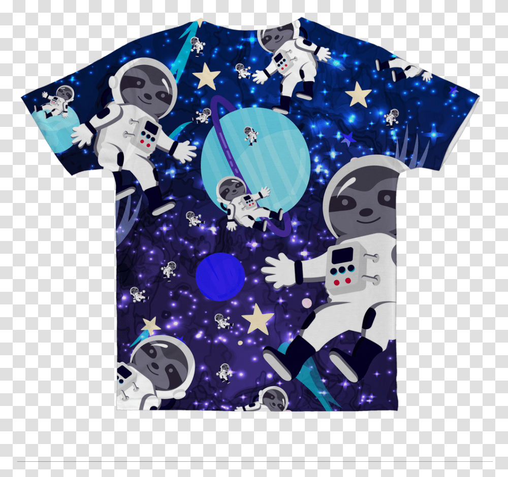 Space Sloth Classic Sublimation Adult T Shirt Cartoon, Apparel, T-Shirt Transparent Png