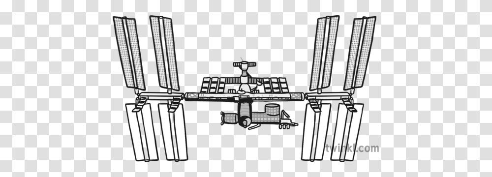 Space Station Black And White Illustration Twinkl Space Station Black And White, Architecture, Building Transparent Png