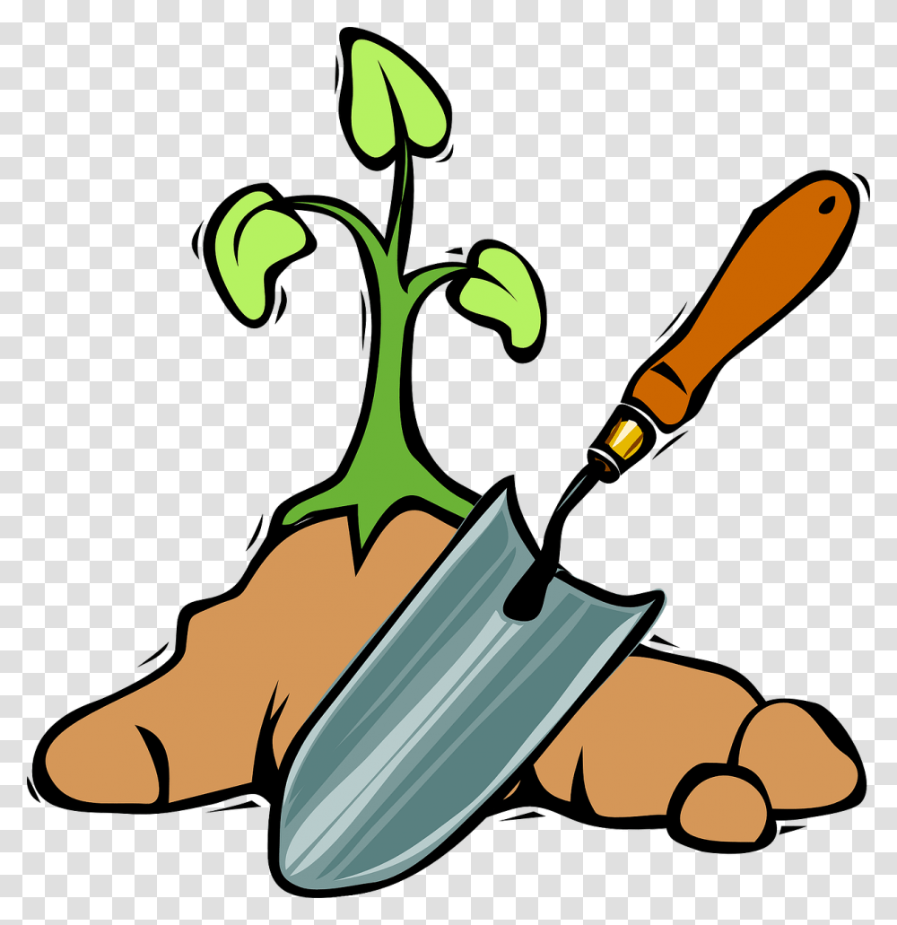 Spade Tools Plant Garden Soil Digging Growing Gardening Shovel Clipart, Trowel Transparent Png
