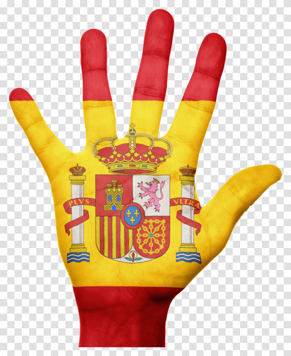 Spain Flag Hand Country National Pride Patriotism Spanish Flag On Hand, Apparel, Finger, Person Transparent Png