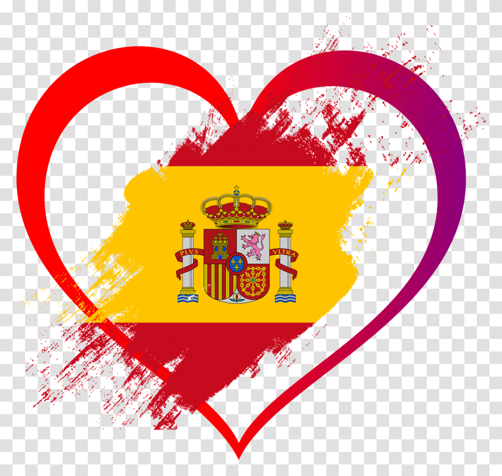 Spain Flag Heart, Poster, Advertisement, Parade Transparent Png