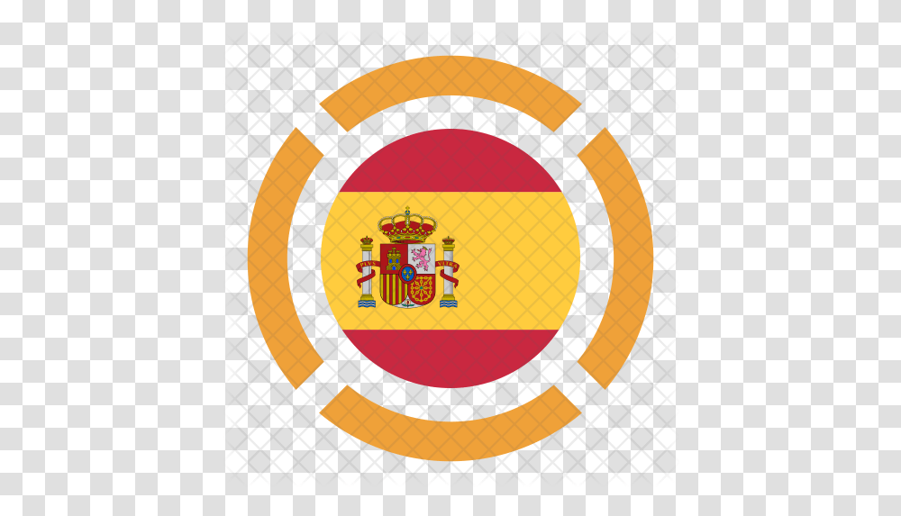Spain Flag Icon Of Flat Style Spain Flag Circle, Logo, Symbol, Trademark, Super Mario Transparent Png