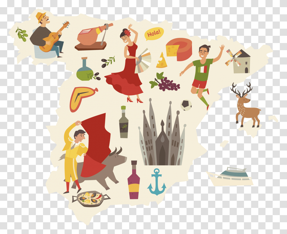 Spain Illustrated Map, Person, Advertisement Transparent Png