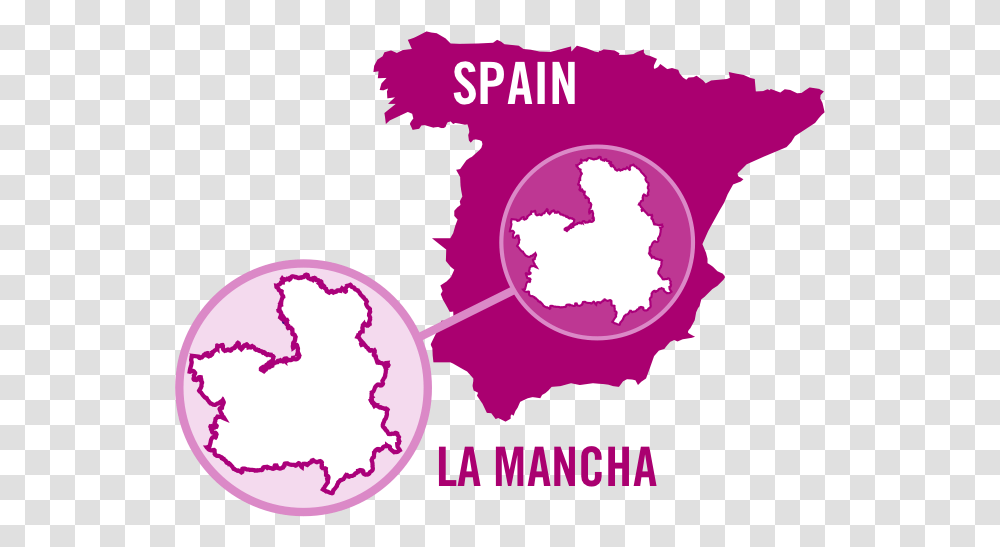 Spain La Mancha Rose 0001 Gold Map Of Spain, Purple, Poster, Advertisement Transparent Png