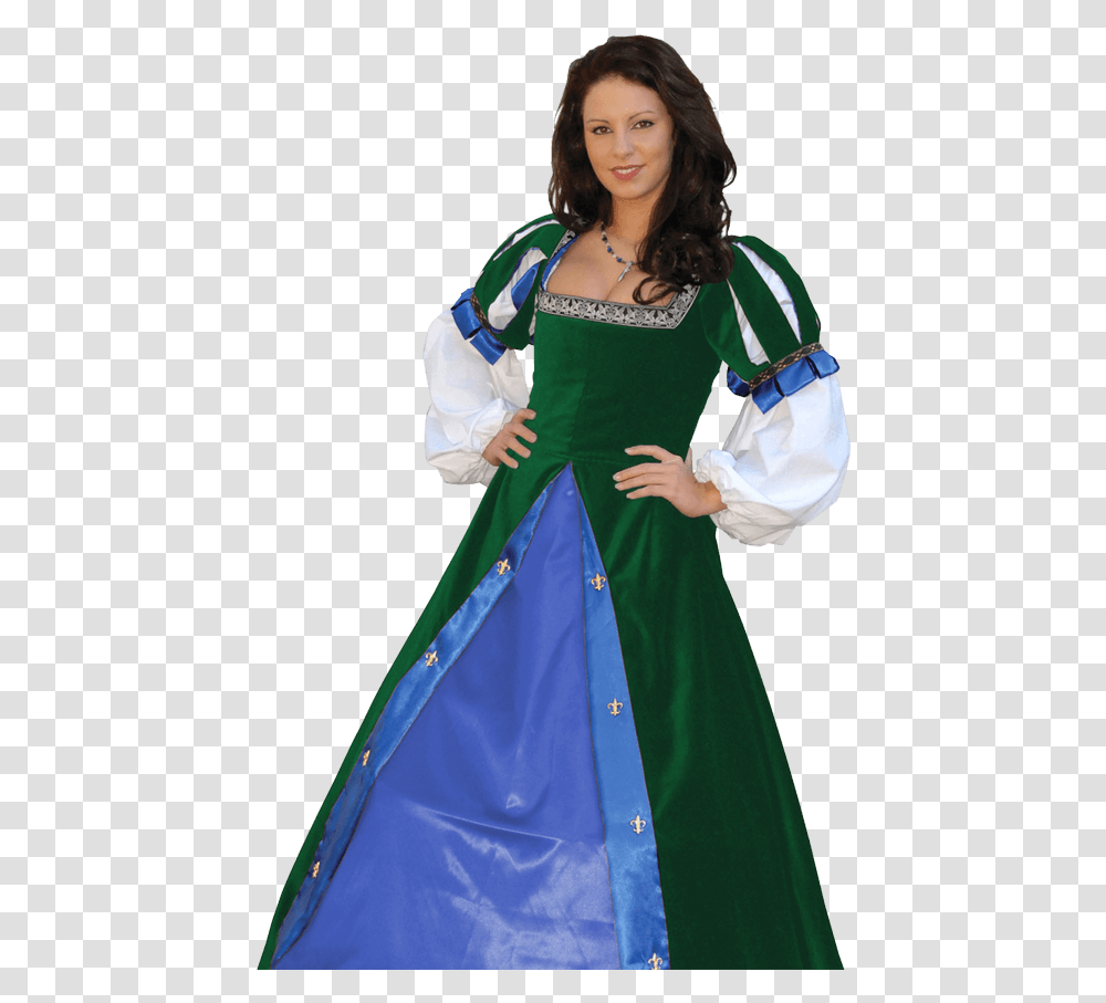 Spanish Brial Gown Renaissance Clothing For Women, Costume, Dress, Female, Person Transparent Png