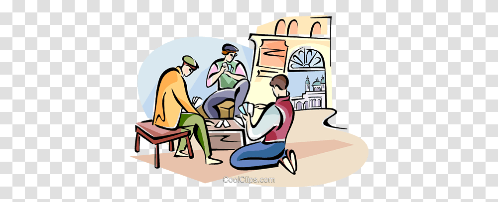 Spanish Men Playing Cards Royalty Free Vector Clip Art, Person, People, Video Gaming, Drawing Transparent Png