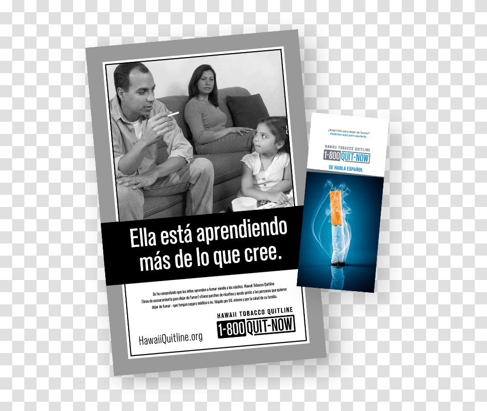 Spanish Posters And Brochures Hawaii Tobacco Quitline, Advertisement, Person, Human, Flyer Transparent Png