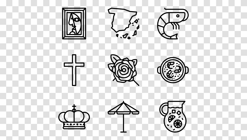 Spanish Traditional Elements Spain Icon Black And White, Gray, World Of Warcraft Transparent Png