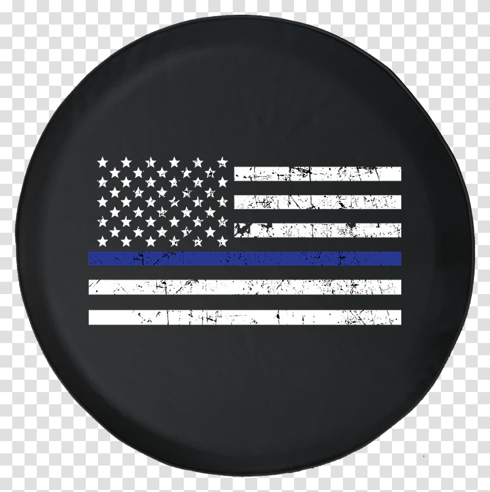 Spare Tire Cover American Flag Thin Blue Line Camperfor Thin Blue Line Jeep Spare Tire Covers, Racket, Face Makeup Transparent Png