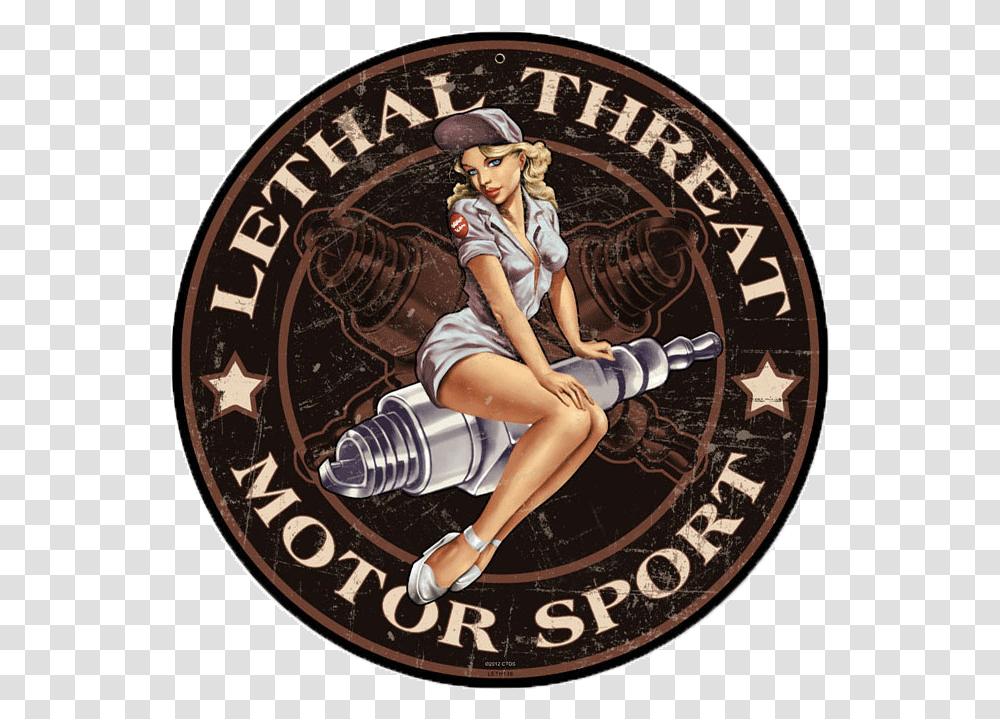 Spark Plug Pin Up Metal Sign Pin Up Girl Route 66, Person, Label, Text, Logo Transparent Png