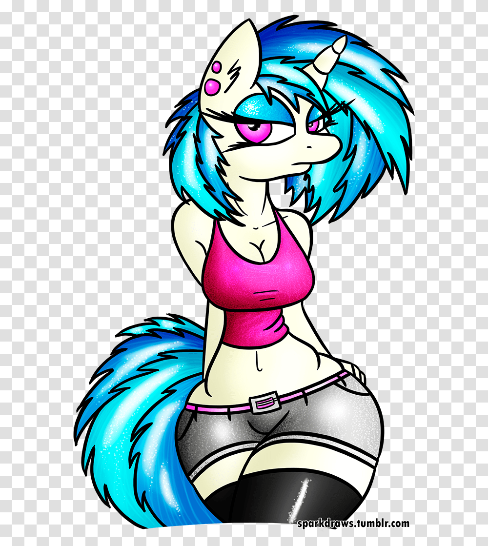 Sparkdraws Belly Button Busty Vinyl Scratch Cleavage Cartoon, Helmet, Person Transparent Png