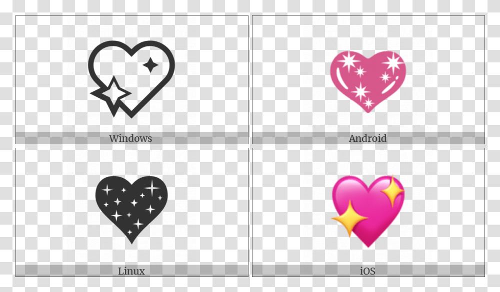 Sparkling Heart On Various Operating Systems Pink Heart With Stars, Alphabet, Ampersand Transparent Png