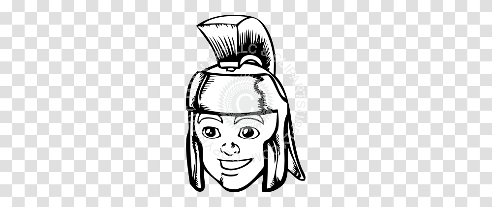 Spartan Boy Head Looking Left, Stencil, Drawing, Bag, Helmet Transparent Png