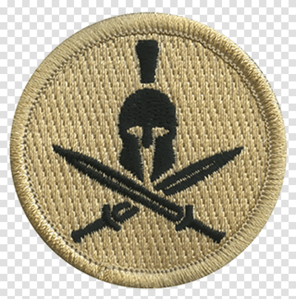 Spartan Helmet Cross Swords Patrol Patch Emblem, Logo, Symbol, Trademark, Rug Transparent Png