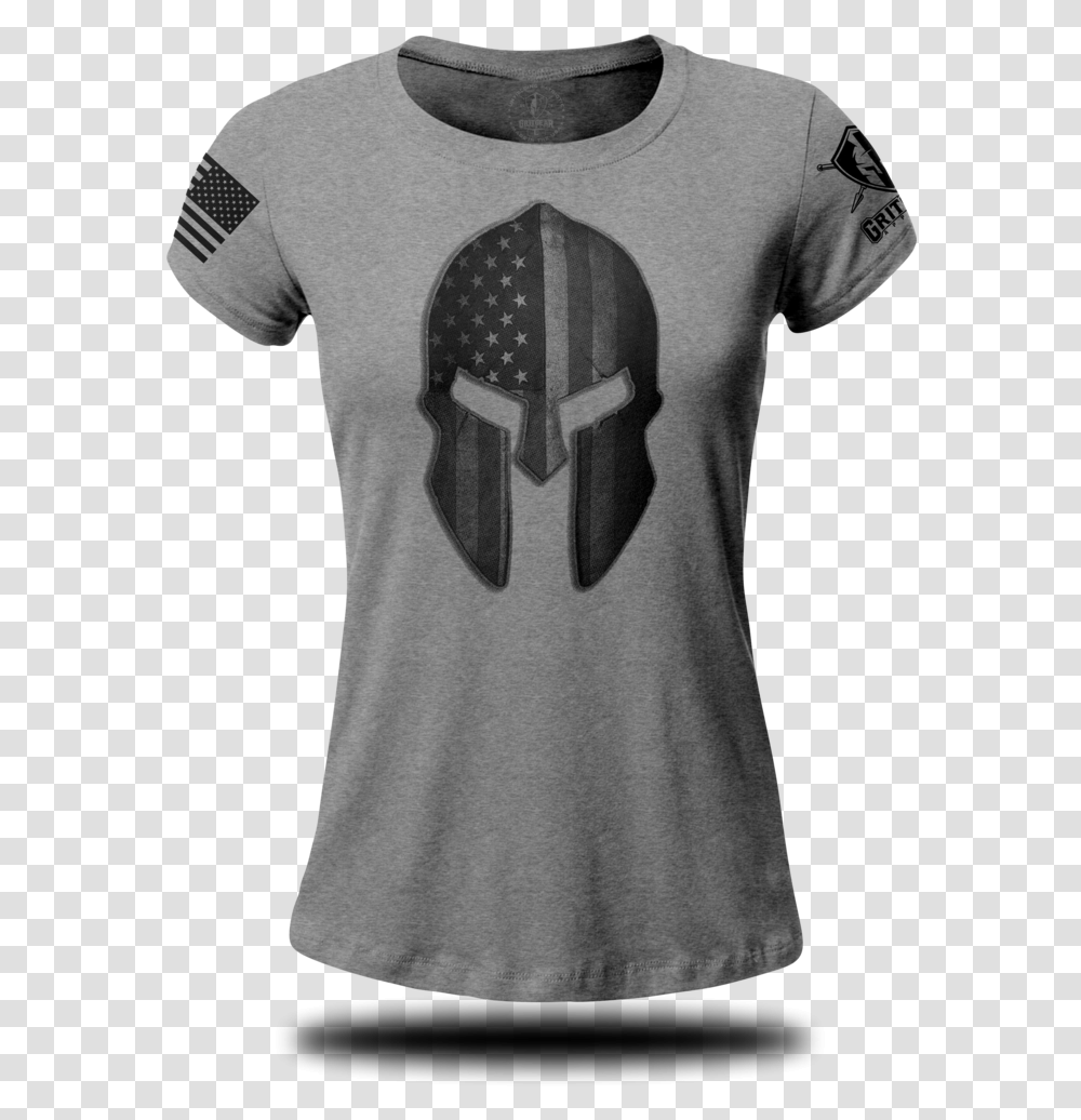 Spartan Helmet Stars And Stripes Ladies T Shirt Grit Gear Embrace The Suck Shirts, Clothing, Apparel, Sleeve, T-Shirt Transparent Png