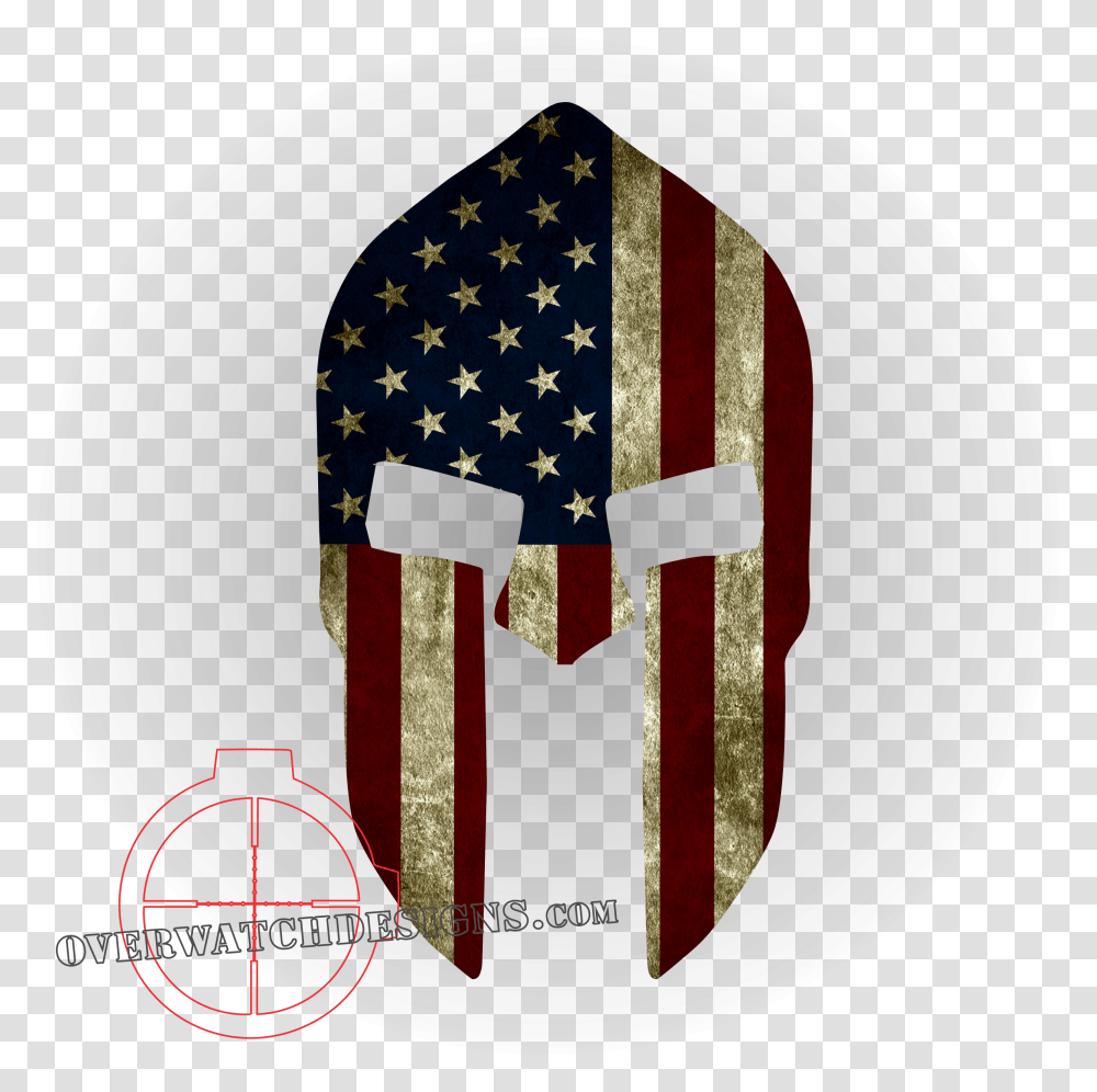 Spartan Helmet With Flag, American Flag, Logo, Trademark Transparent Png