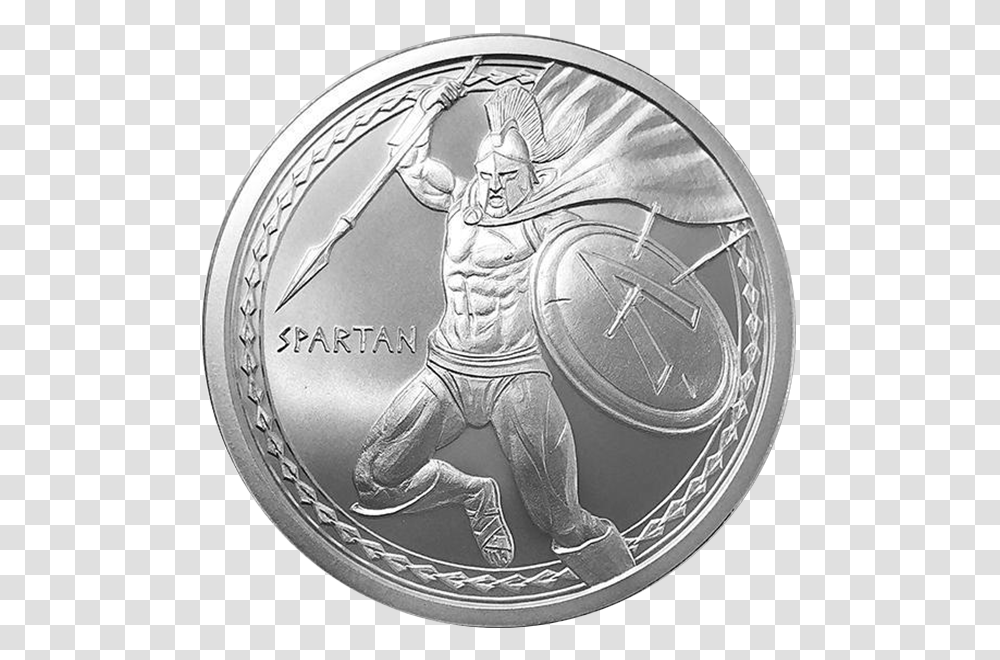 Spartan Warrior Silver Back 1oz Silver Warrior Series, Person, Human, Coin, Money Transparent Png