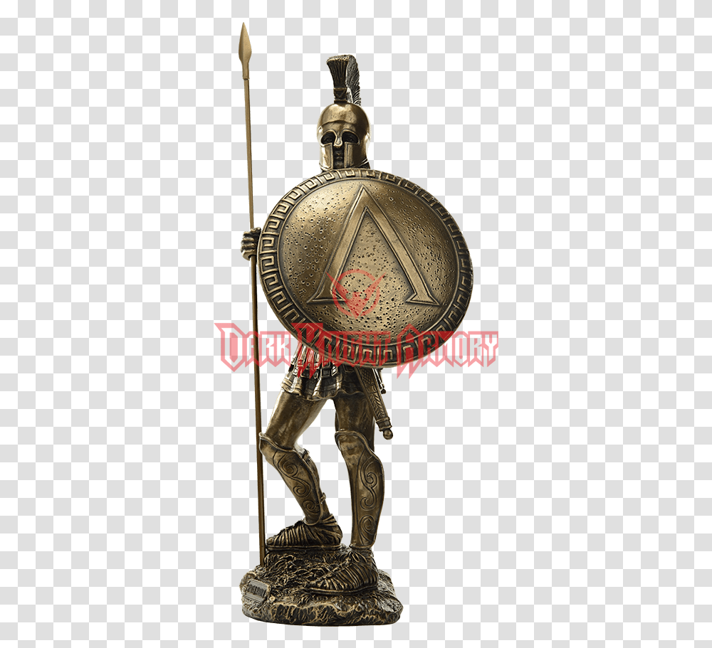 Spartan Warrior With Spear And Hoplite Shield Statue Bronze Sculpture, Armor, Wristwatch, Apparel Transparent Png