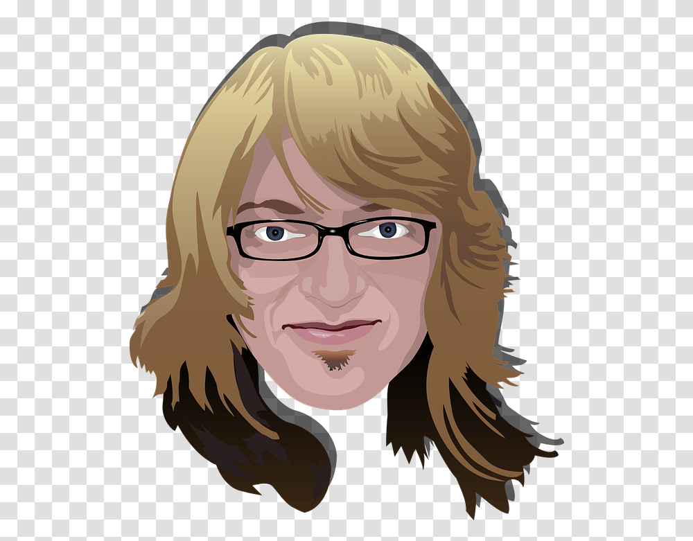 Spectacles Man Long Hair Free Vector Graphic On Pixabay Gondrong Kartun, Face, Person, Glasses, Head Transparent Png