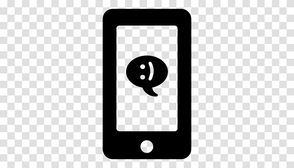 Speech Bubble Chat Message With A Smile Symbol On Phone Screen, Electronics, Mobile Phone, Cell Phone, Ipod Transparent Png